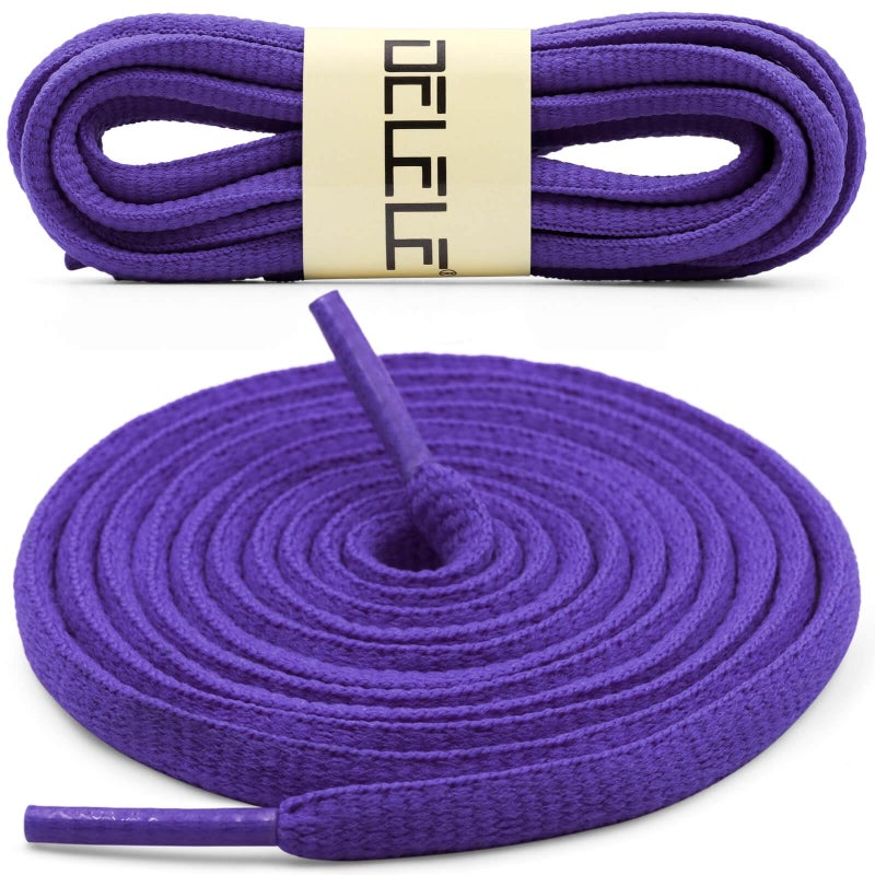 DELELE 2Pair Oval Shoes laces 42 Colors Half Round 1/4" Athletic ShoeLaces for Sport/Running Shoes Shoe Strings Dark Purple -45 inch - Image 2
